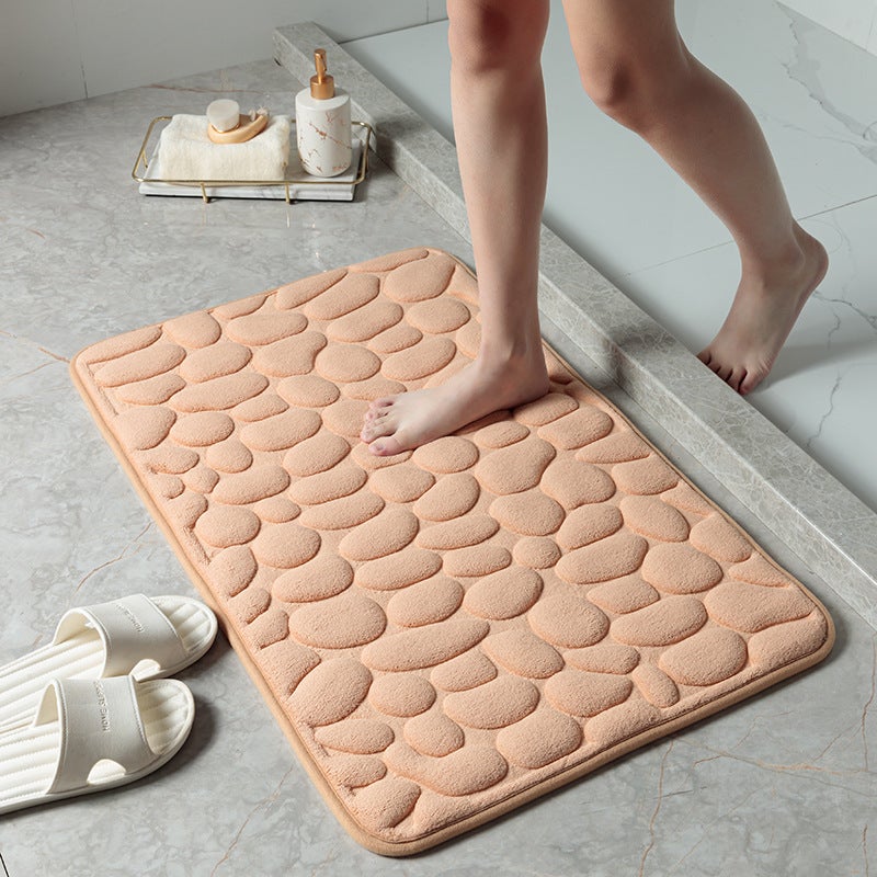 Modern Non-Slip Bathroom Mat - Soft Pebble Design Toilet Mat - Machine Washable Entry Door  Mat - Image 1