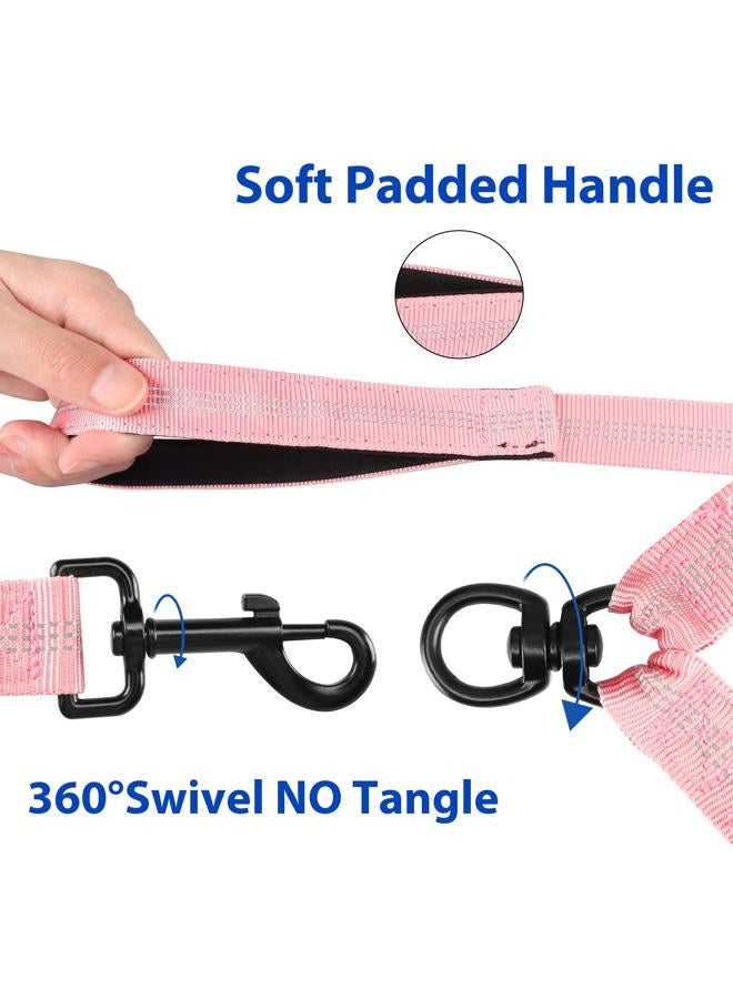 YAODHAOD Double Dog Leash for Two Dogs, 360° Swivel No Tangle with Soft Handle,Shock Absorbing Bungee Reflective Heavy 2 Dog Leashes, Walking & Training Leash Two Dogs Splitter (Pink) - Image 2