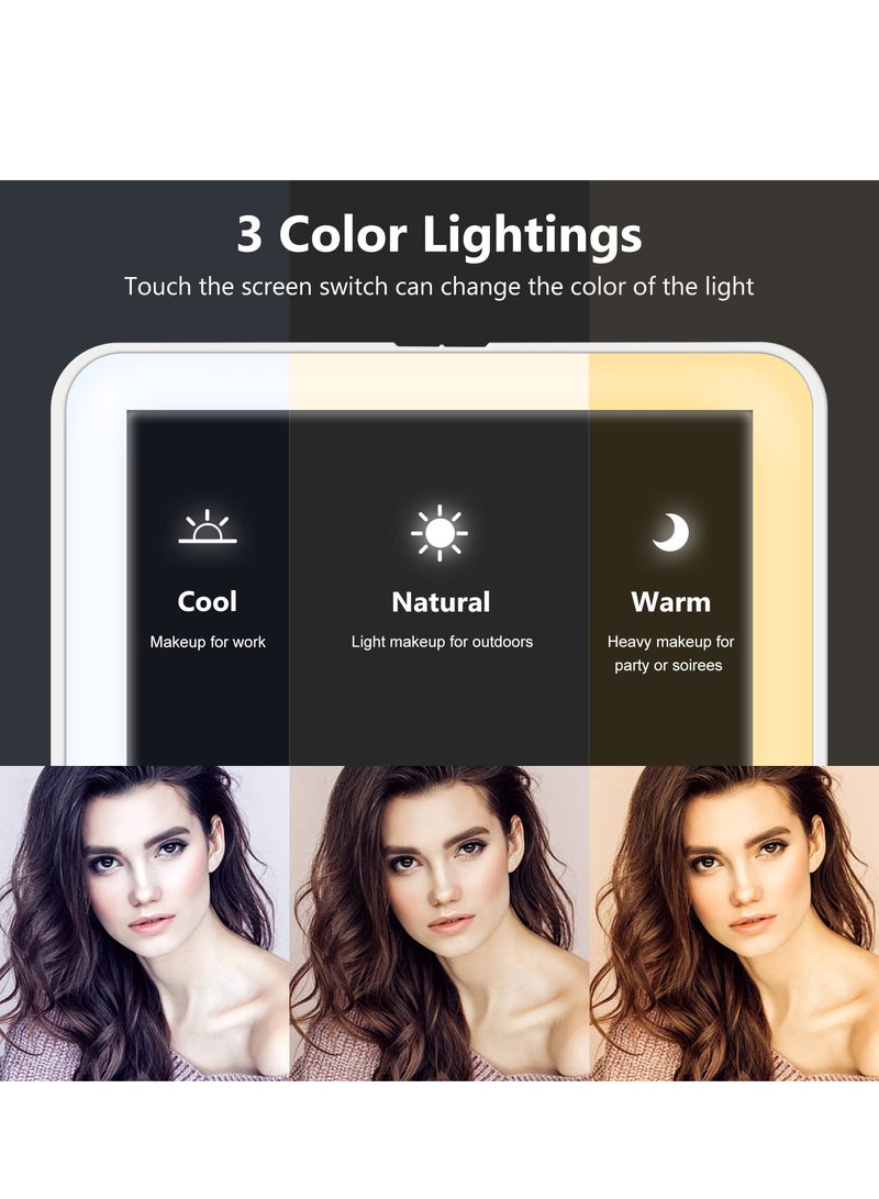 هاهاهاي مرآة مكياج محمولة بإضاءة LED، مرآة مكياج محمولة، مرآة تجميل مع مرآة مكبرة 10X، 3 ألوان إضاءة 80LED، بطارية 2000 مللي أمبير، أساسيات السفر للنساء (أبيض) - Image 5