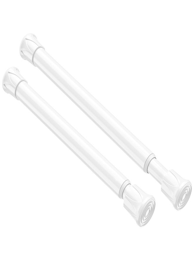 QINGYUN 2 Pack Small Spring Tension Curtain Rod 8 to 12.5 Inch, Thin DIY Tension Rods No Drill for Slim Window Cupboard Closet Sidelights, White - Image 1