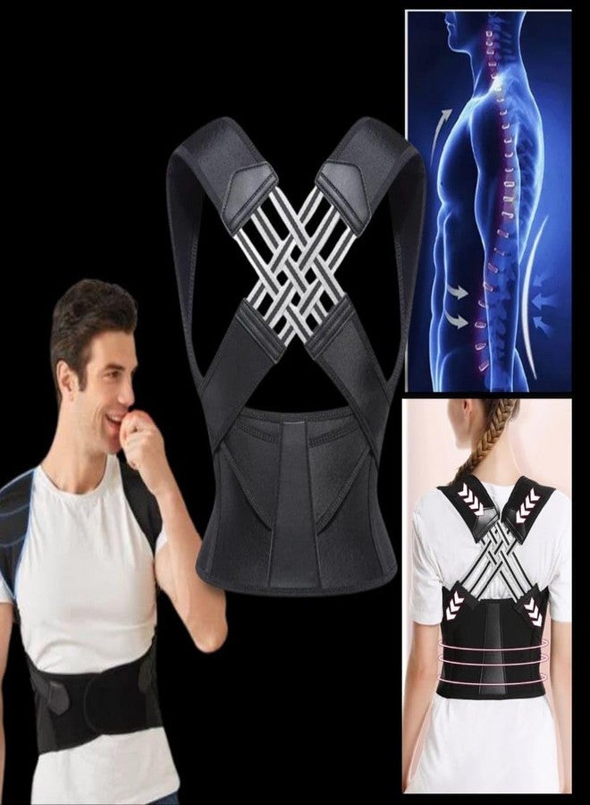 Posture Corrector Back Brace | Black | Adjustable Shoulder Support Belt for Men & Women | Spine Alignment | POSTURE X Cross Belt - Image 3