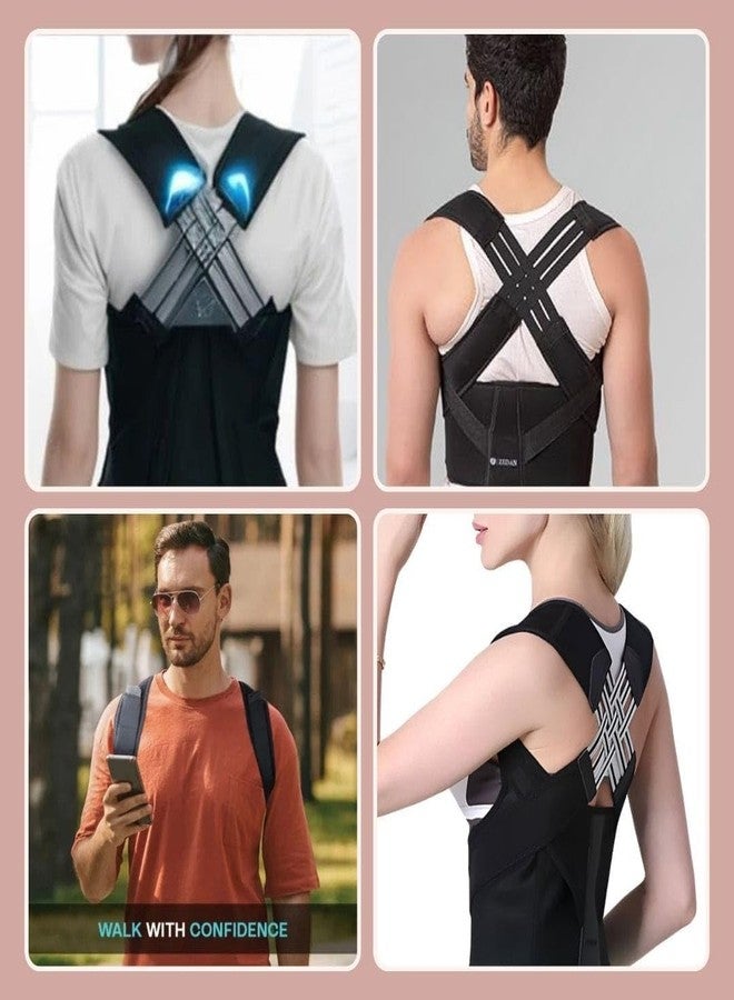 Posture Corrector Back Brace | Black | Adjustable Shoulder Support Belt for Men & Women | Spine Alignment | POSTURE X Cross Belt - Image 2