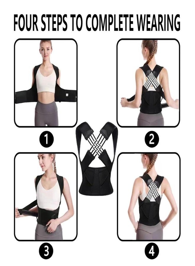 Posture Corrector Back Brace | Black | Adjustable Shoulder Support Belt for Men & Women | Spine Alignment | POSTURE X Cross Belt - Image 4