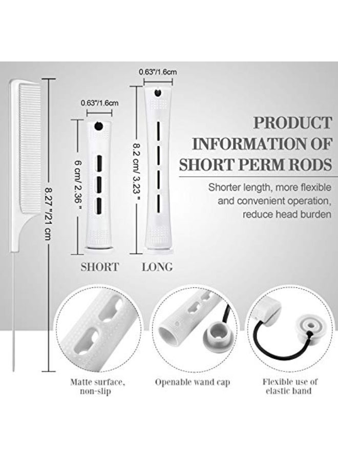 WILLBOND 48 Pieces Hair Perm Rods Short Cold Wave Rods Plastic Perming Irons Hair Curling Rollers Curlers with Steel Pintail Comb Rat Tail Comb for Hairdressing Styling Supplies063 InchWhite - Image 4