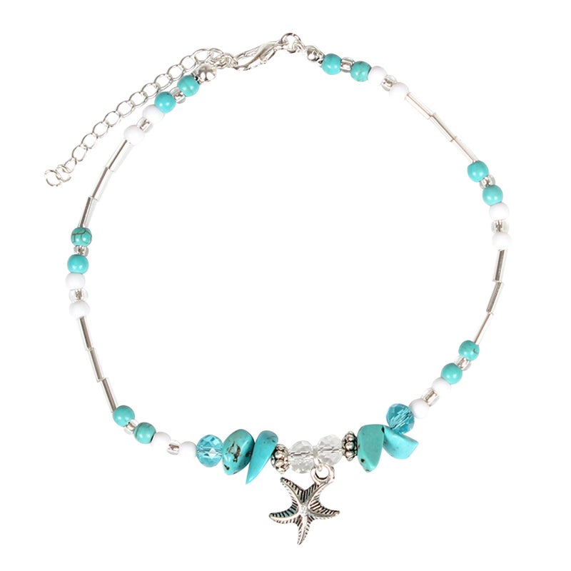 2pcs Universal Ankle Bracelet with Star Shape Pendant Geometric Type Foot Jewelry Simple Handmade Alloy Anklet - Image 2