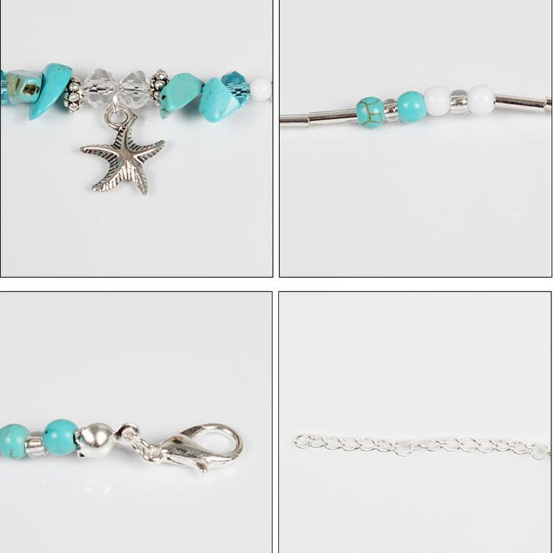2pcs Universal Ankle Bracelet with Star Shape Pendant Geometric Type Foot Jewelry Simple Handmade Alloy Anklet - Image 3