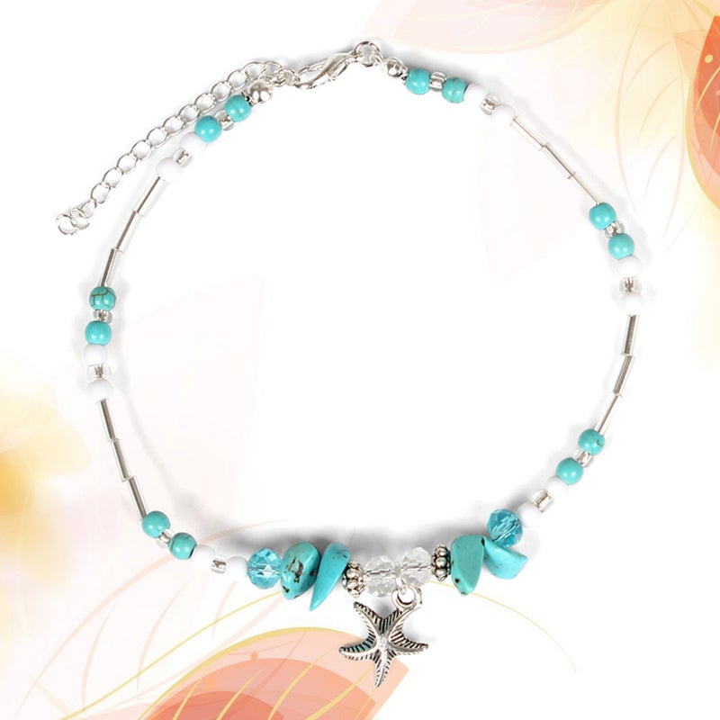 2pcs Universal Ankle Bracelet with Star Shape Pendant Geometric Type Foot Jewelry Simple Handmade Alloy Anklet - Image 1