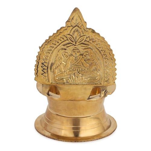 DOKCHAN Kamakshi Devi Brass Oil Deepam/Diya for Pooja|Mandir| Diwali Festival Decoration Brass Table Diya (1, 9cm) - Image 2