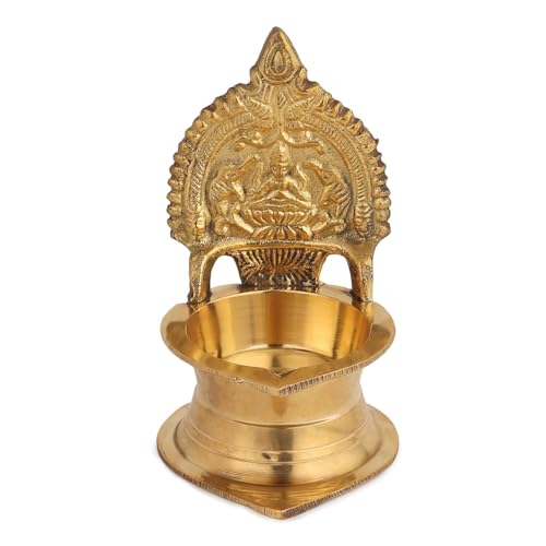 DOKCHAN Kamakshi Devi Brass Oil Deepam/Diya for Pooja|Mandir| Diwali Festival Decoration Brass Table Diya (1, 9cm) - Image 1