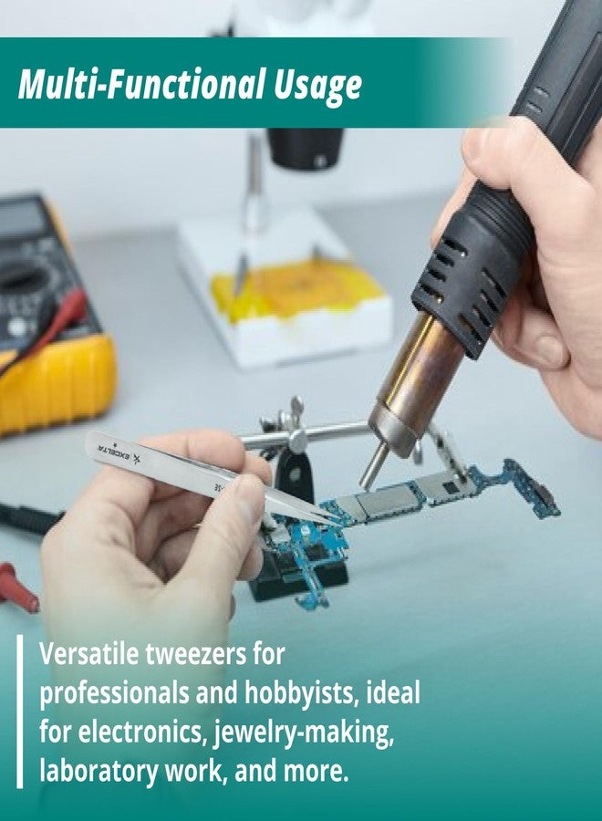 Excelta Pointed Tweezers, Ultra-Fine Precision for Hair Removal, Stainless Steel Tweezers for Ingrown Hairs and Splinters, Anti-Magnetic, Non-Rusting, Durable, Ideal for Eyebrow Shaping and Grooming - Image 4