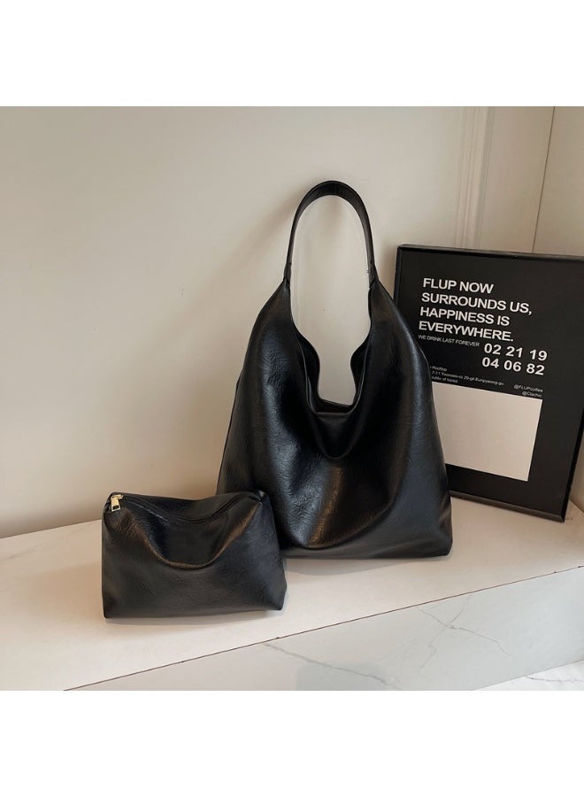 كيفية حقيبة يد نسائية عبر الجسم، تصميم بسيط، قوام جلد ناعم، موضة عتيقة، حقيبة يومية غير رسمية، سعة كبيرة، للأم وابنتها. - Image 1