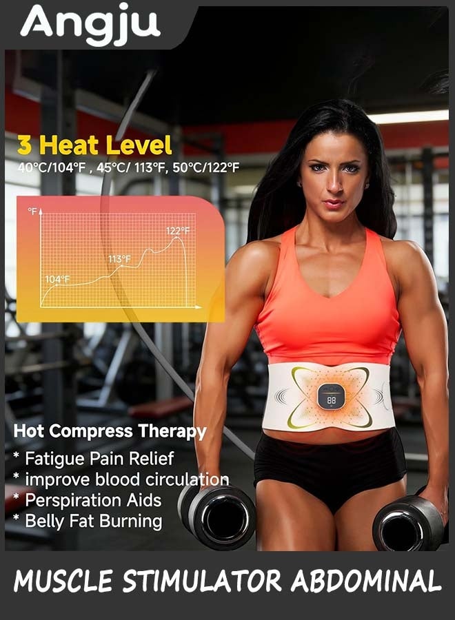 انججو ABS Muscle Stimulator Abdominal, Ab Machine Toning Belt with Heat, Stomach Cellulite Melting, Home Office Fitness Workout Equipment, for Pain Relief Men & Women - Image 3