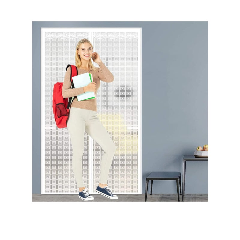 SOLARAE ستارة باب معزولة، ستارة باب معزولة شفافة، باب شاشة مغناطيسية، ستارة مغناطيسية خاصة تغلق ذاتياً، تمنع دخول الهواء للطبخ، الفناء، غرفة مكيف الهواء (35.4 x 83 بوصة) - Image 1