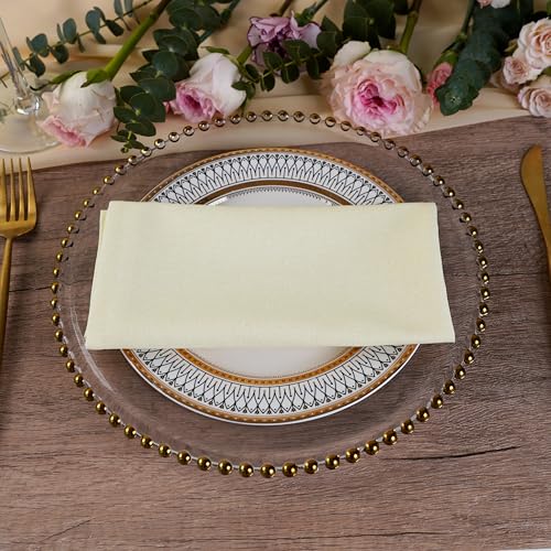 INFEI Solid Color Blended Thin Dinner Cloth Napkins - Set of 12 (40 x 40 cm) - for Events & Home Use (Cream) - Image 3