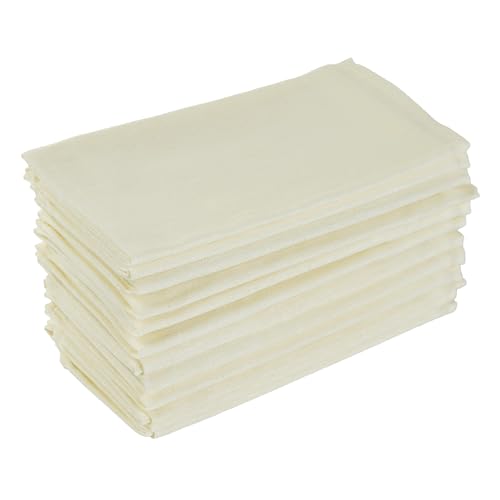 INFEI Solid Color Blended Thin Dinner Cloth Napkins - Set of 12 (40 x 40 cm) - for Events & Home Use (Cream) - Image 5