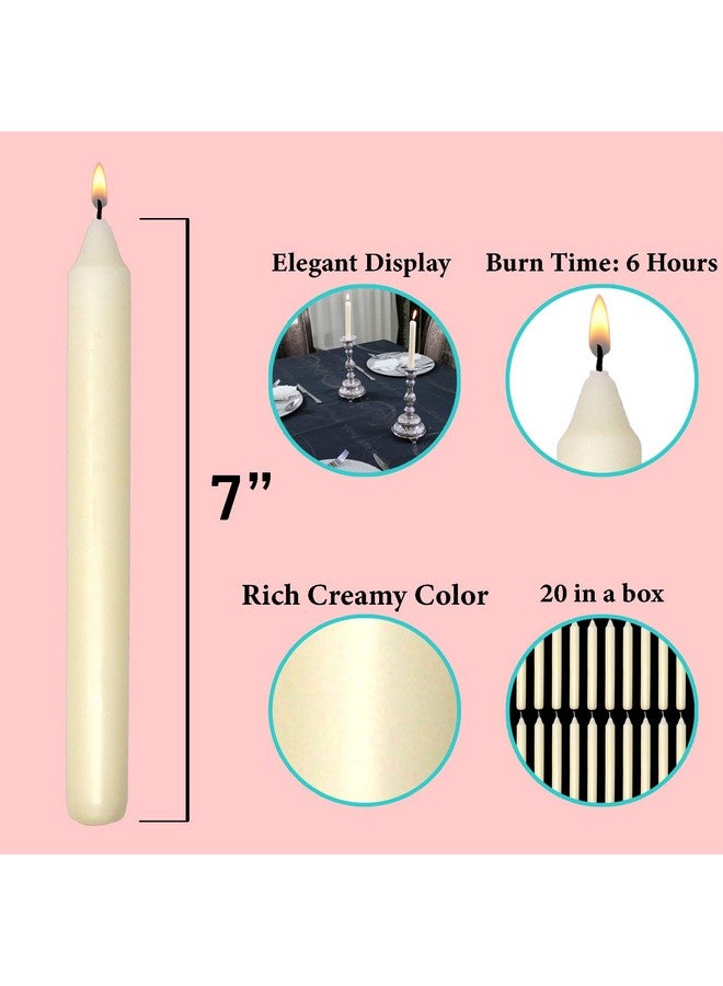 RAMBUE 7 Inch Ivory Taper Candles 6 Hour Burning Candle Decorate Your Dinner Wedding Table Dripless and Smokeless Candle Unscented Fits Most candlesticks -20 Pack Household Candles - Image 2