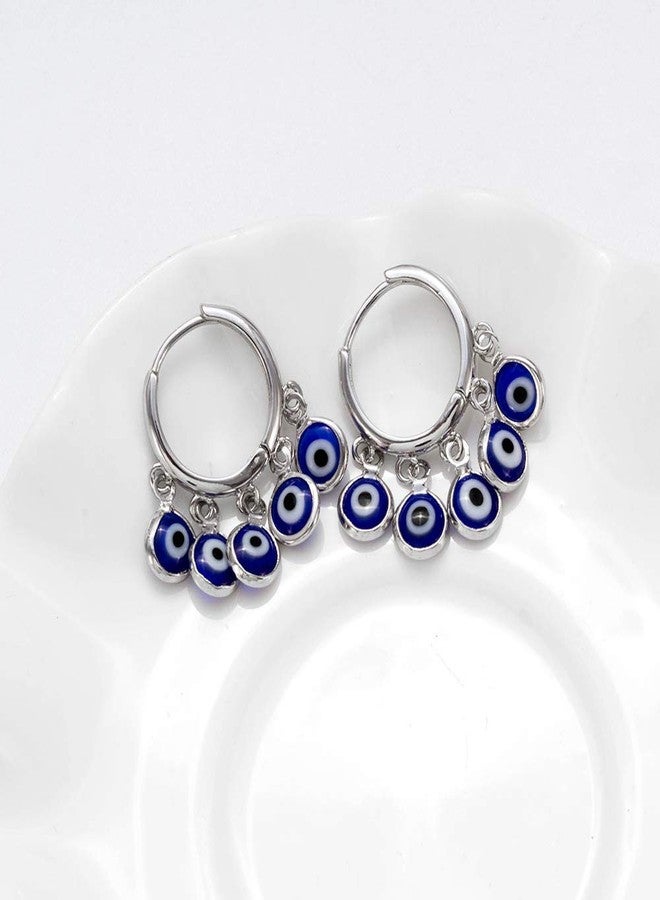 El Regalo 1 Pair Evil Eyes Charms Hoop Earrings for Girls & Women - Dangling Blue Evil Eye Earrings for Girls & Women - Image 2