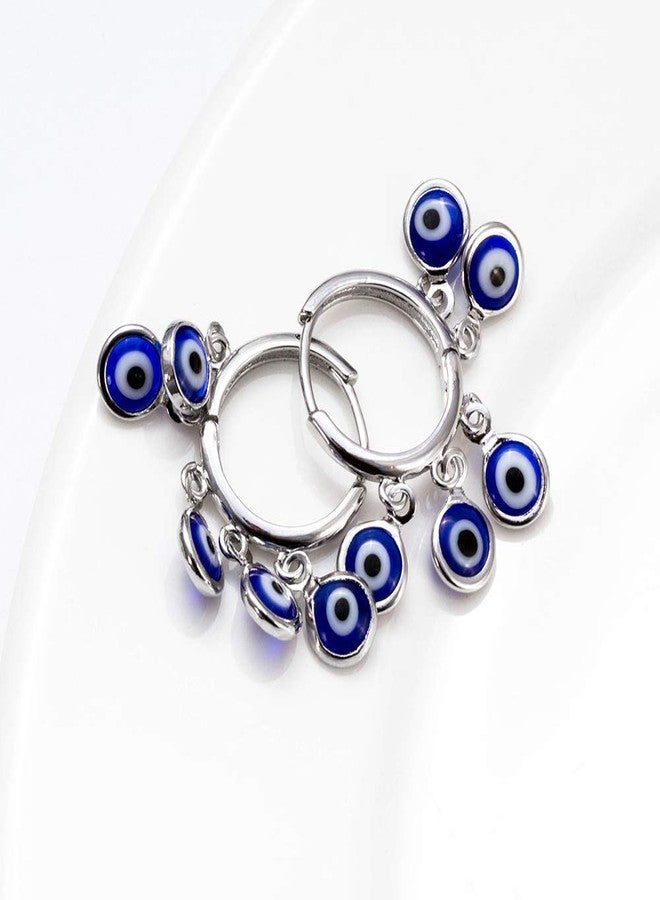 El Regalo 1 Pair Evil Eyes Charms Hoop Earrings for Girls & Women - Dangling Blue Evil Eye Earrings for Girls & Women - Image 4