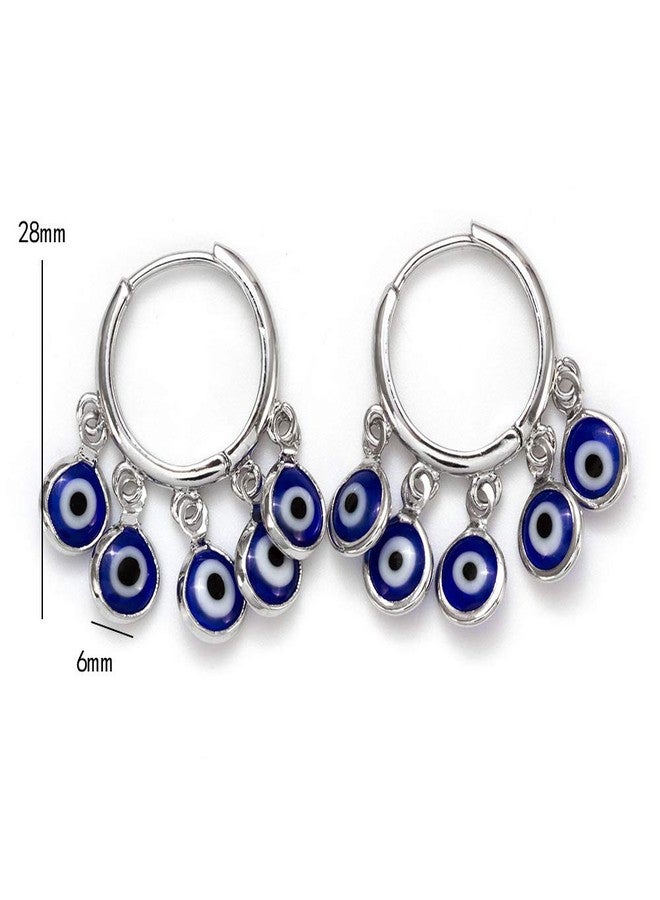 El Regalo 1 Pair Evil Eyes Charms Hoop Earrings for Girls & Women - Dangling Blue Evil Eye Earrings for Girls & Women - Image 3