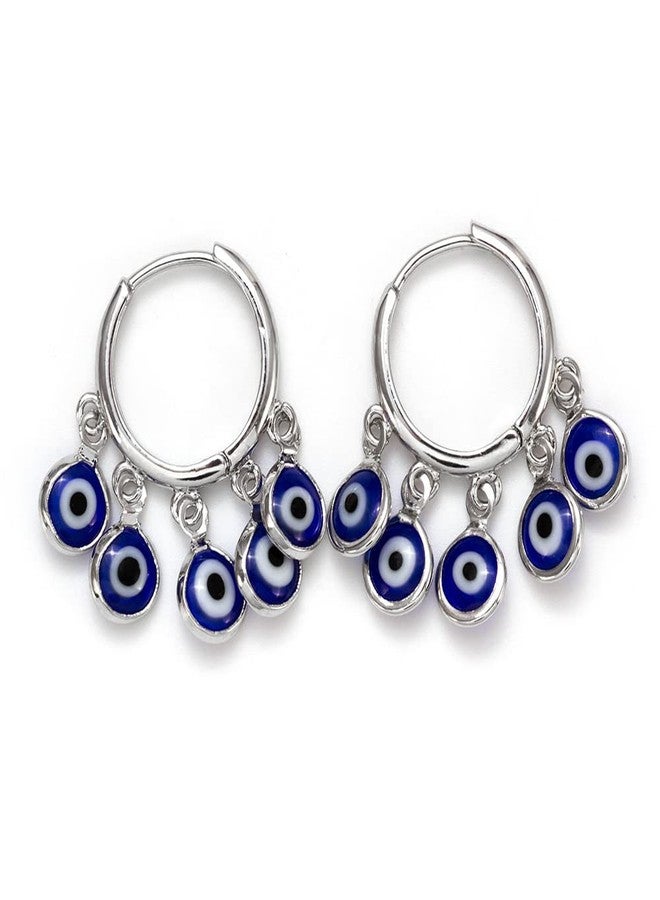 El Regalo 1 Pair Evil Eyes Charms Hoop Earrings for Girls & Women - Dangling Blue Evil Eye Earrings for Girls & Women - Image 1