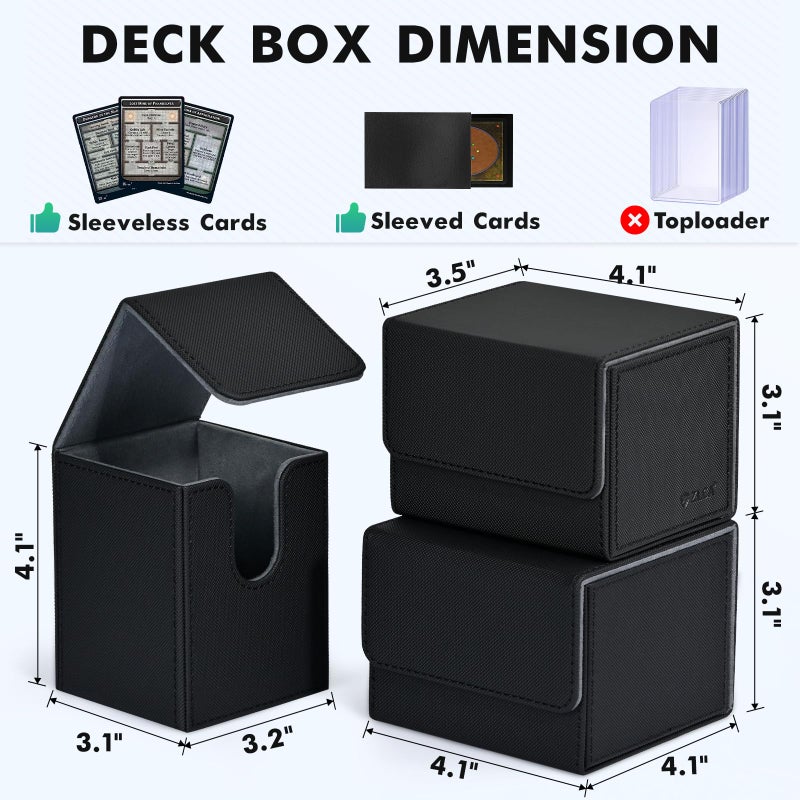 ZLCA Card Deck Box for MTG, Yugioh Deck Case Holds 100+ Single Sleeved Cards, PU Leather Magnetic Storage Box Fits for CCG TCG Sport Card (Black& Purple) - Image 5