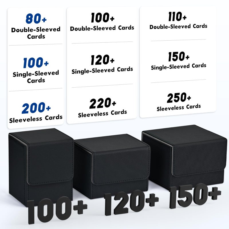 ZLCA Card Deck Box for MTG, Yugioh Deck Case Holds 100+ Single Sleeved Cards, PU Leather Magnetic Storage Box Fits for CCG TCG Sport Card (Black& Purple) - Image 4