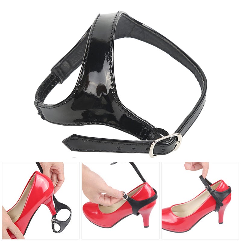 2 Pairs Imitation Leather Anti-loose High Heels Elastic Force Garland Triangle Accessories (Mirror Black) - Image 3