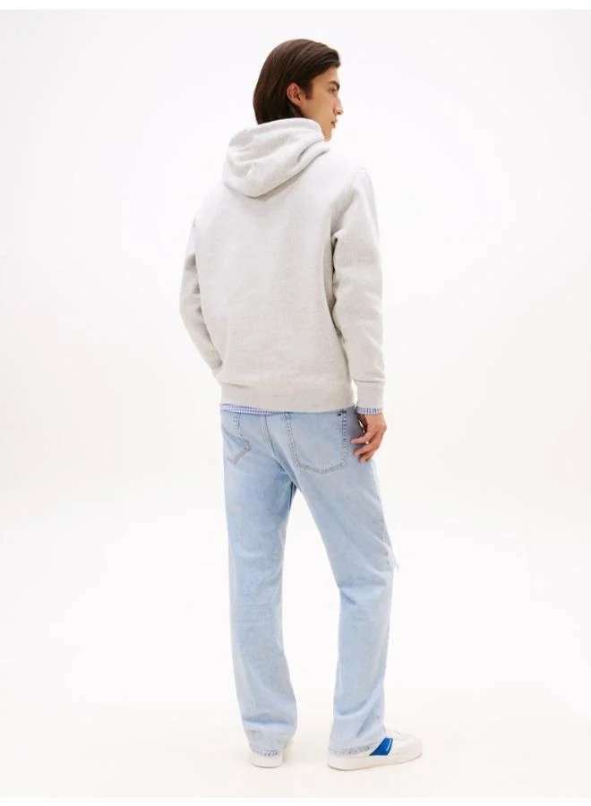 تومي جينز Linear Logo Embroidery Kangaroo Pocket Hoody