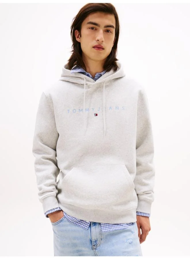 تومي جينز Linear Logo Embroidery Kangaroo Pocket Hoody