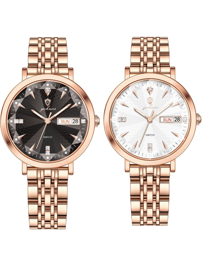 GOHUOS Women's Watch, Stainless Steel Band Analog Waterproof Quartz Classic Luxury Round Business Fashion Ladies Wrist Watch - Mother or Girlfriend Gift - Image 1