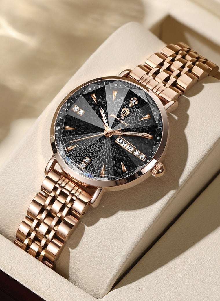 GOHUOS Women's Watch, Stainless Steel Band Analog Waterproof Quartz Classic Luxury Round Business Fashion Ladies Wrist Watch - Mother or Girlfriend Gift - Image 3