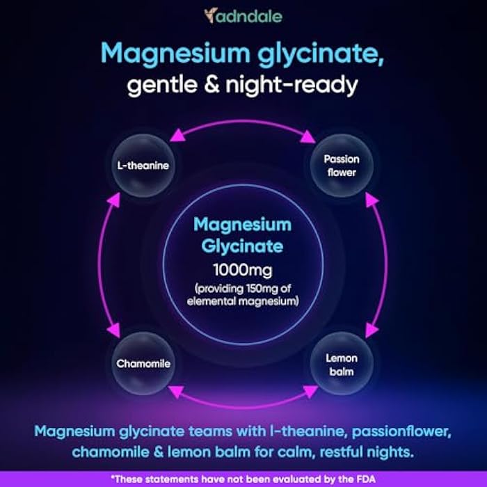 Adndale 90CT Magnesium Glycinate Gummies. Sugar Free Chews for Adults & Kids. Raspberry Flavour - Image 3