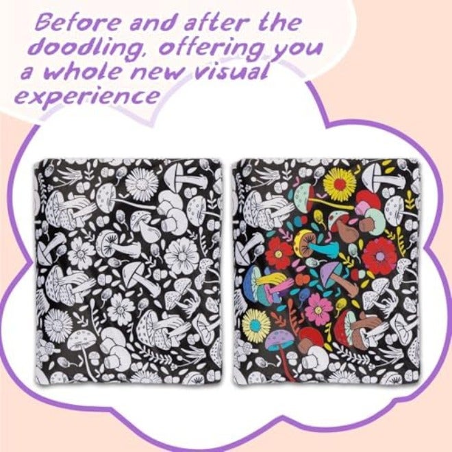 FIENZA DIY Coloring Blanket for Adults - Customizable Velvet Blanket with 12  Markers - Image 5