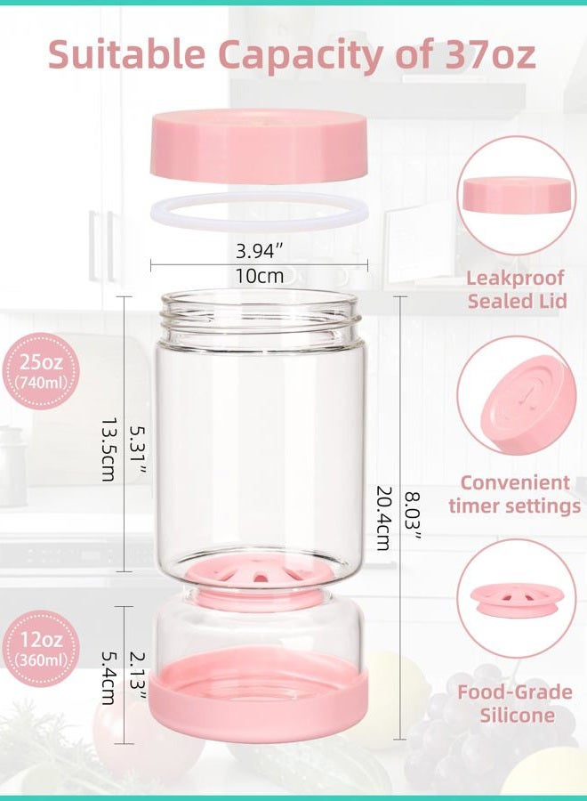 Zens Pickle Jar with Strainer Flip, 37 oz Hourglass Pickle Juice Separator Container, Airtight Leakproof Lid, Dual Wet-Dry Design, Time Tracker Lid – 2 Pack Olive & Kimchi Jars - Image 4