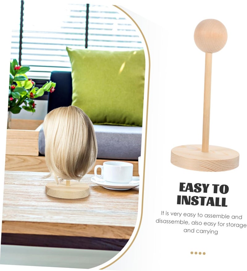 Garneck 1piece Professional Wig Stand Holder Wooden Hat Rack Display Rack for Braiding Hair - Image 2