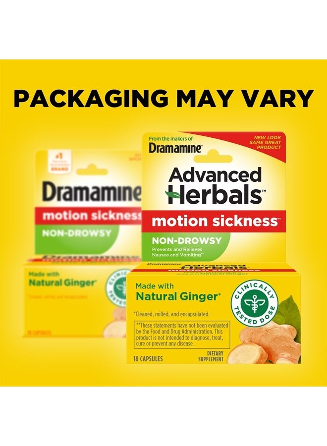 Dramamine From the Makers of Dramamine, Advanced Herbals, Non-Drowsy, Motion Sickness Relief, Made with Natural Ginger, 18 Count - Image 2