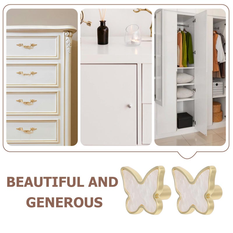 2Pcs Zinc Alloy Butterfly Drawer Knobs White Single Hole Pulls for Cabinet Wardrobe Kitchen Bathroom - Image 4