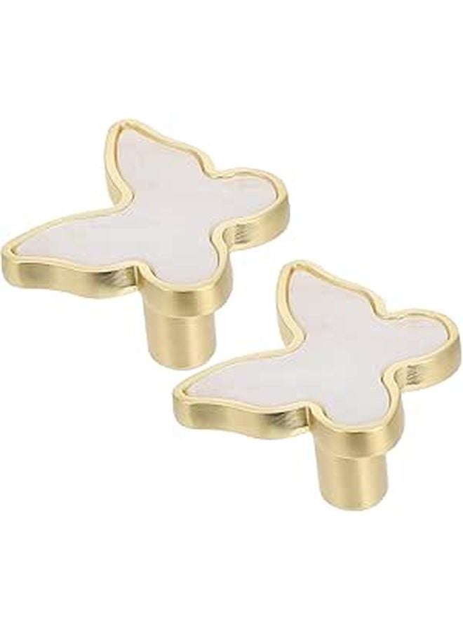2Pcs Zinc Alloy Butterfly Drawer Knobs White Single Hole Pulls for Cabinet Wardrobe Kitchen Bathroom - Image 1