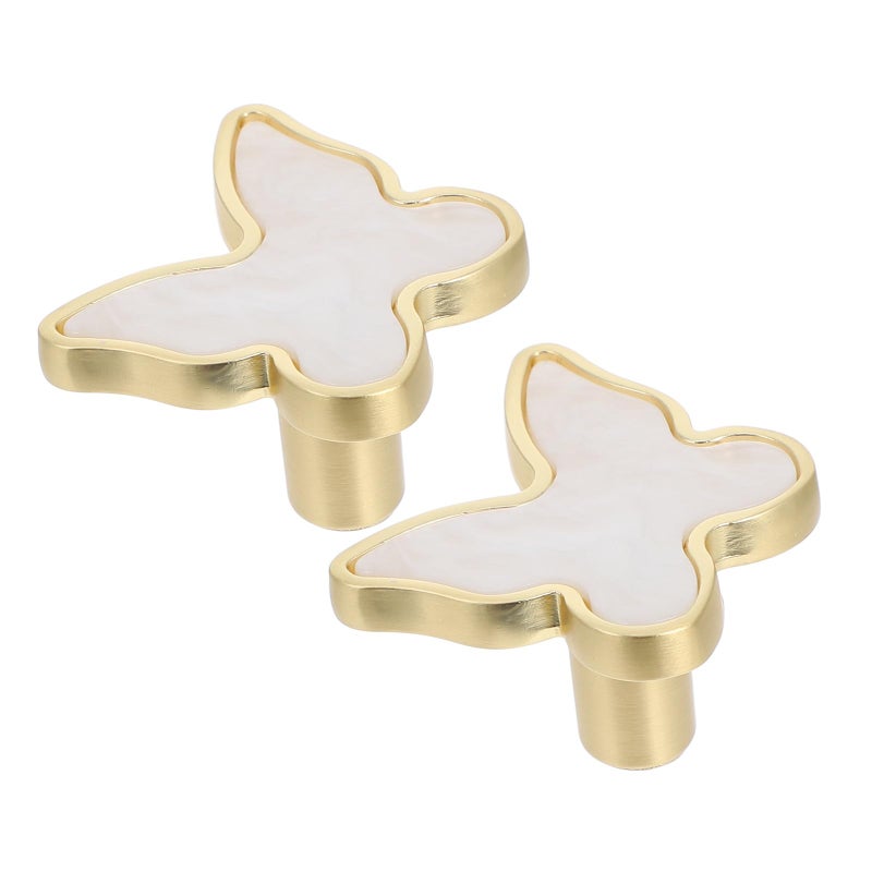 2Pcs Zinc Alloy Butterfly Drawer Knobs White Single Hole Pulls for Cabinet Wardrobe Kitchen Bathroom - Image 2