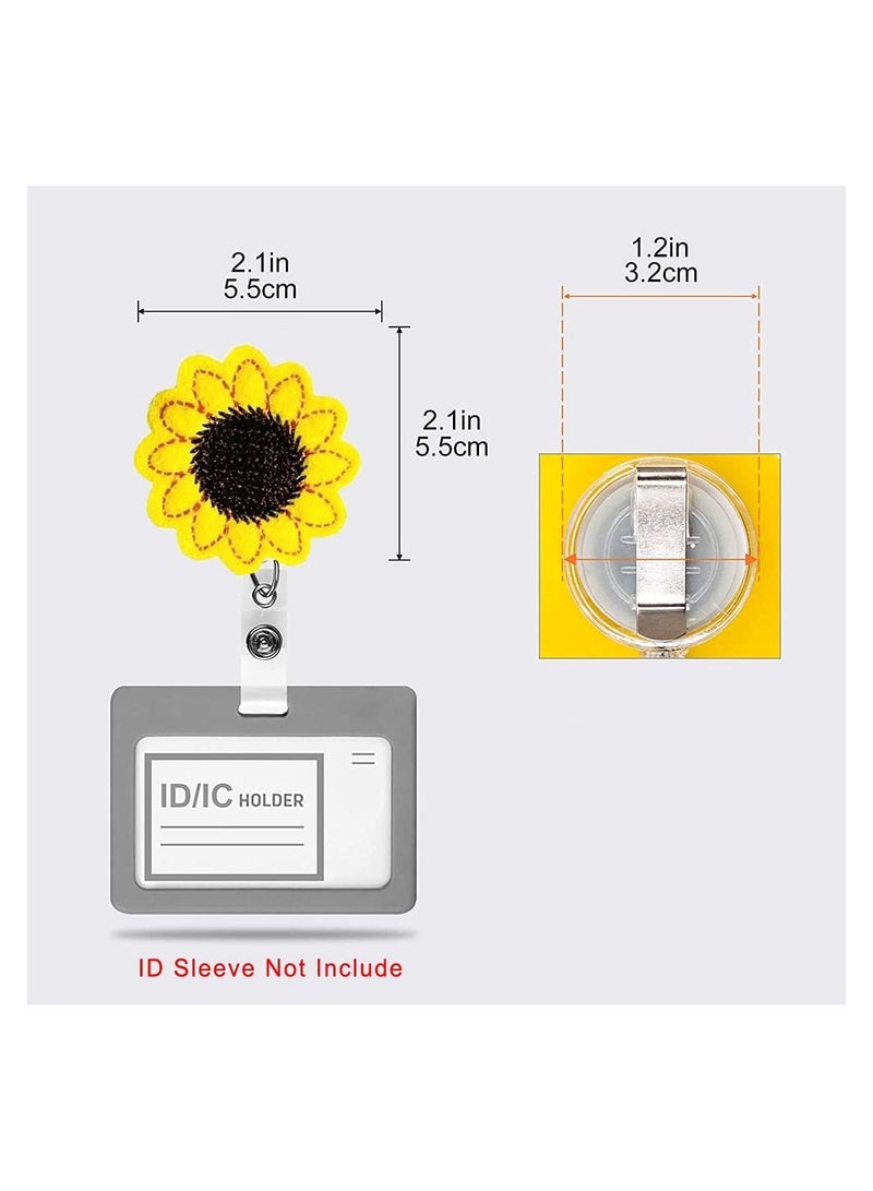 Cartoon Retractable Badge Reel Holder for Nurses, 24 Inch Cord with Alligator Clip, 2pcs Sunflower Design for Office ID & Name Tags - Image 5