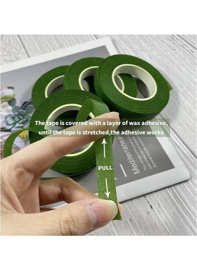 OMEVE 5 Rolls Green Floral Tapes For Flower Stem Wrap Tape, DIY Bouquet Wrapping And Crafts, Wedding Bouquet, Garland And Floral Arrangements 1/2" Wide  - Image 2