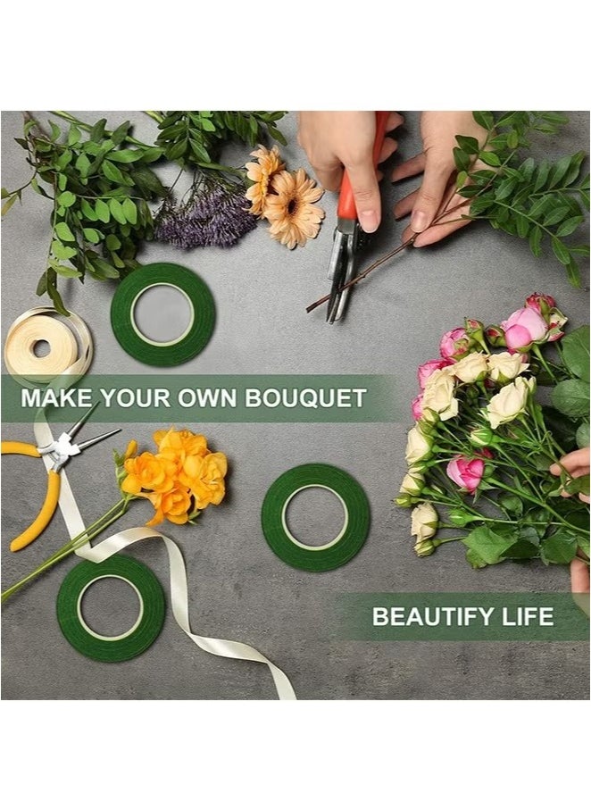 OMEVE 5 Rolls Green Floral Tapes For Flower Stem Wrap Tape, DIY Bouquet Wrapping And Crafts, Wedding Bouquet, Garland And Floral Arrangements 1/2" Wide  - Image 4