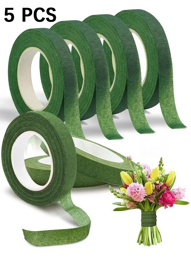 OMEVE 5 Rolls Green Floral Tapes For Flower Stem Wrap Tape, DIY Bouquet Wrapping And Crafts, Wedding Bouquet, Garland And Floral Arrangements 1/2" Wide  - Image 1