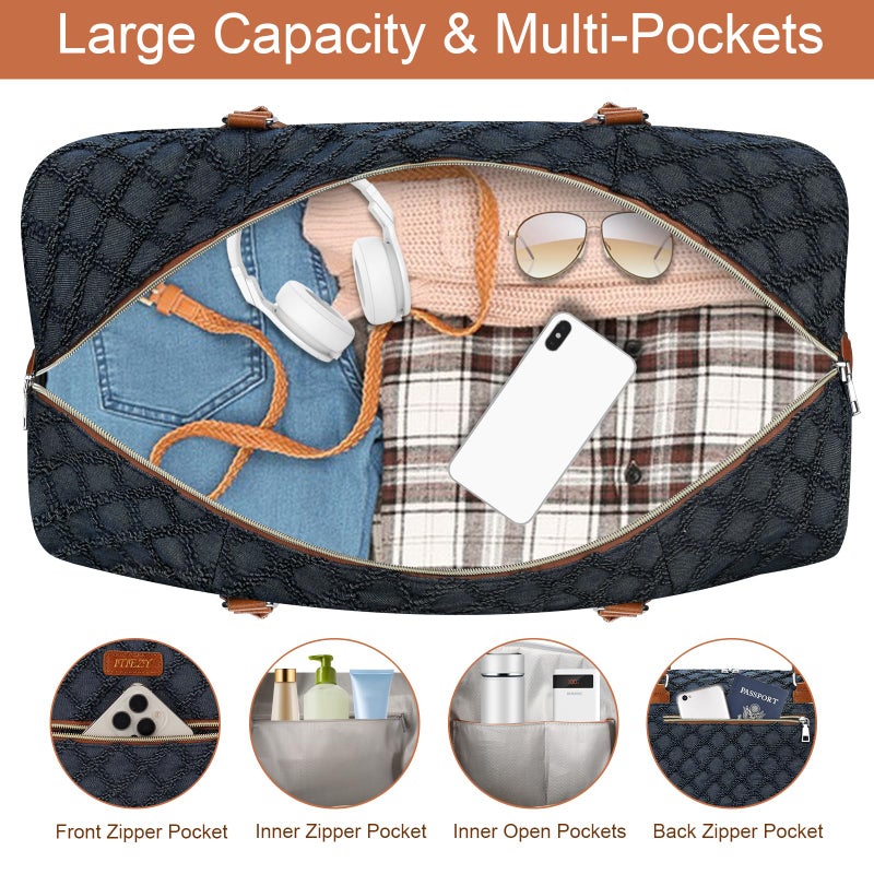 ITIEZY Weekender Bag for Women, Travel Duffel Bag Carry On Overnight Bag with Shoe Compartment Large Nylon Travel Weekend Tote Bag - Image 4