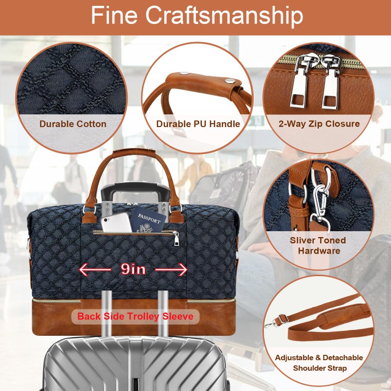 ITIEZY Weekender Bag for Women, Travel Duffel Bag Carry On Overnight Bag with Shoe Compartment Large Nylon Travel Weekend Tote Bag - Image 5