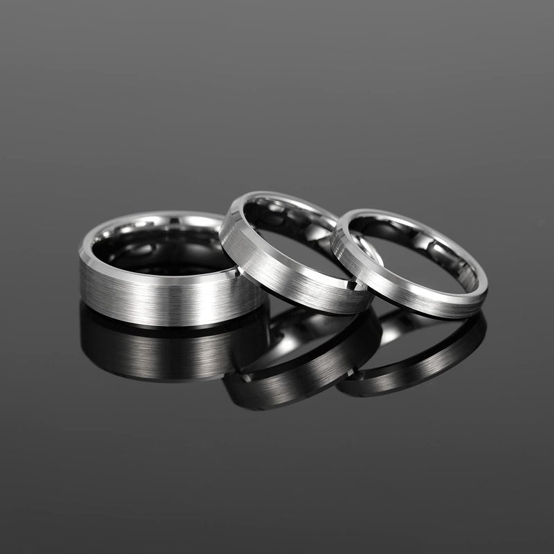 Greenpod 6MM Tungsten Carbide Engagement Rings for Men Beveled Edges Polish Wedding Band Women Engraved I Love You Comfort Fit Size 10 - Image 3