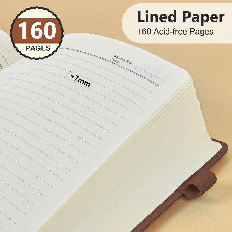 PERCUN Lined Journal Notebook for Men & Women, 160 Pages College Ruled Journal for Writing, A5 Hardcover Leather Notebooks for Work, School, Business, Travel, Daily Diary 5.9" x 8.5" (Brown) - Image 4