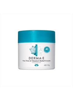 derma-e Tea Tree and Vitamin E Relief Cream – Deeply Moisturizing Tea Tree Lotion – Vitamin E Cream Soothes, Calms and Nourishes Dry, Irritated Skin, 4 oz  - Image 1