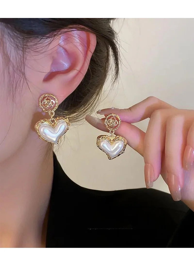 Bahels Special Series Imported Heart Pearl Earrings