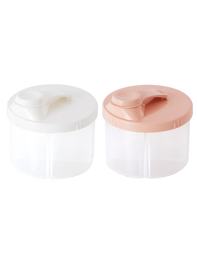2PCS Baby Formula Dispenser with 4 Non-Spill Compartments for Travel (White and Pink)  - Image 1